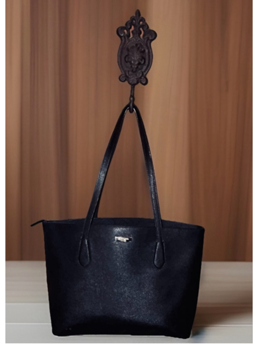 Women's Kate Spade Black Leather Tote Bag Large Double Handle